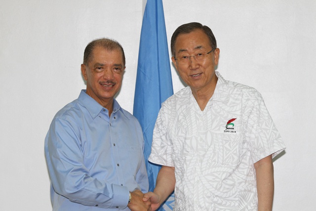 L’ONU devrait être mobilisée pour assurer que les recommandations des PEID soient pleinement mises en œuvre, a dit  Ban Ki-moon en rencontrant le président des Seychelles.