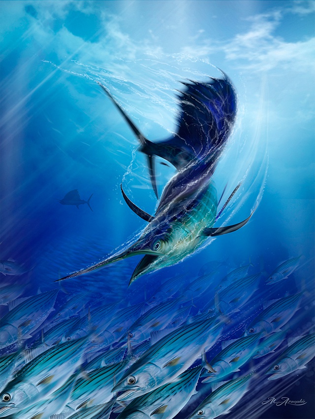Seychelles artist and sports fisherman in tight race to win international marlin art reader’s choice competition