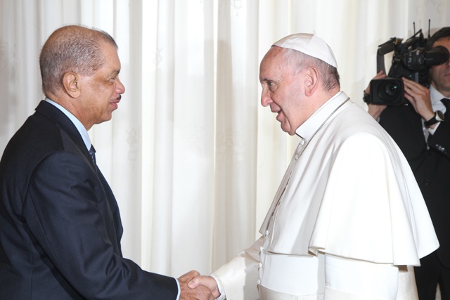 An inviting prospect: President James Michel urges Pope Francis to visit Seychelles