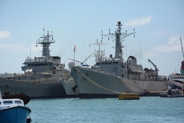 Three Indian naval ships in Port Victoria joining Seychelles India Day celebrations ahead of EEZ surveillance and training