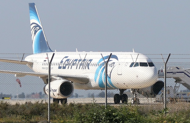 Hijacked Egyptian airliner lands in Cyprus: police