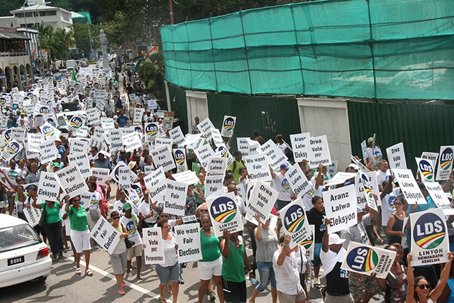 Seychelles’ opposition coalition ‘LDS’ holds protest march, calls for free and fair elections