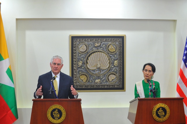 Tillerson in Myanmar to press Suu Kyi and army on Rohingya