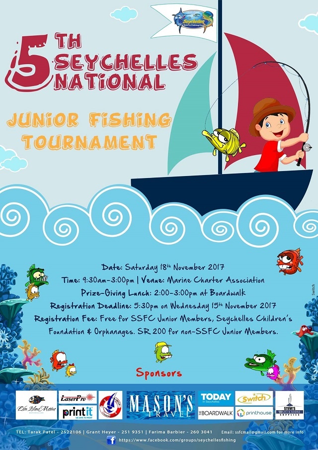 Seychellois children to fish during a national junior tournament
