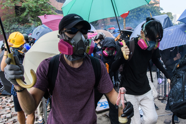 Anxious families wait outside besieged Hong Kong campus