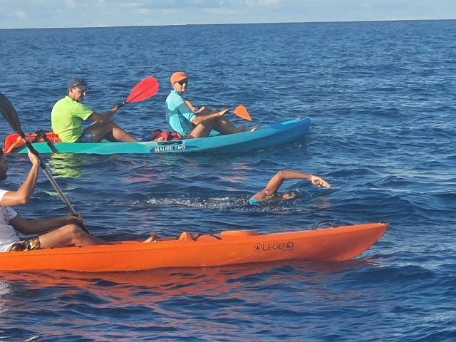 Battling waves for charity, Seychellois Olympian swims between islands