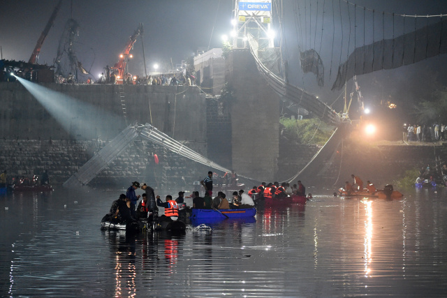 India bridge collapses, killing at least 130 people