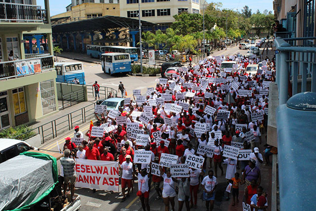 Seychelles opposition holds peaceful protest in capital