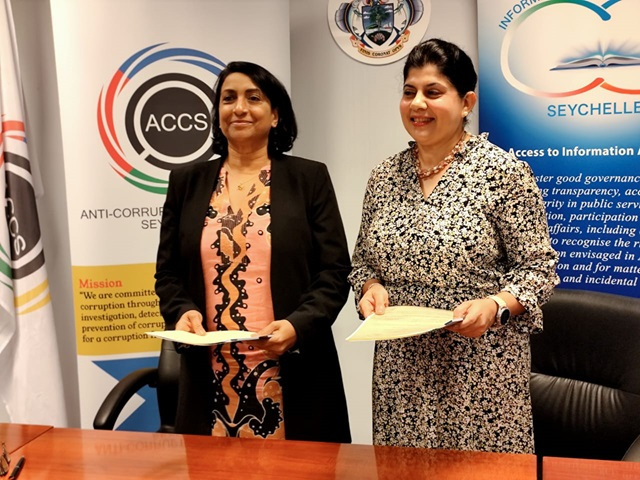 Anti-Corruption Commission and Information Commission of Seychelles sign agreement on info exchange 