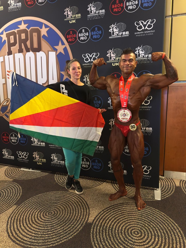 Seychellois bodybuilder wins gold medal at Worldwide European Championship 