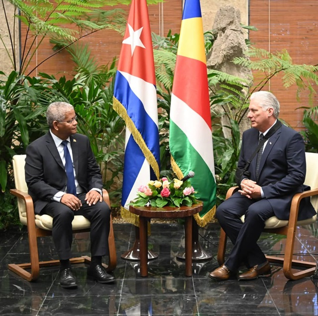 Seychelles' and Cuban Presidents meet to discuss cooperation in healthcare, education, criminal justice 