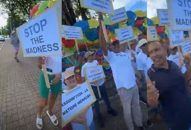 Protesters in Seychelles march for halt to Assumption Island hotel project